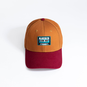 90s Mix Tape Embroidery Baseball Cap Unisex Vintage 5-Panel Breathable <b>Waterproof</b> <b>Hat</b> Orange Red Brim Cotton Twill Casual Spring - Product Image 5