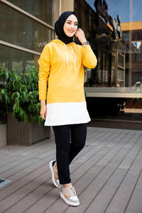 Casual Everyday Abaya <b>Hoodie</b> <b>for</b> <b>Women</b> Featuring a Soft Cotton Hooded Sweatshirt with an Extra Loose-Fit Long-Length - Product Image 2