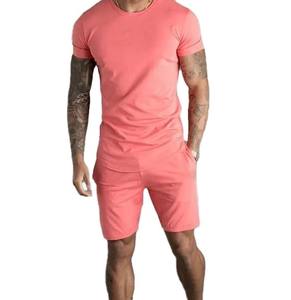 Respirant été hommes ensemble court vêtements de sport T-Shirt à manches courtes et short deux pièces ensemble unisexe Polyester coton décontracté - Product Image 4