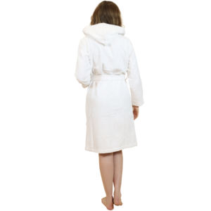 Premium White Plush Bath Robe for Women High Quality Logo Sleepwear Knee Length for Summer and Spring-Made in Karur - Product Image 3