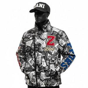 Veste Softshell Premium 300GSM Impression Graphique Noir Blanc Rouge Bleu Panneaux Logo Personnalisé Broderie Patch Veste Softshell pour Homme - Product Image 1