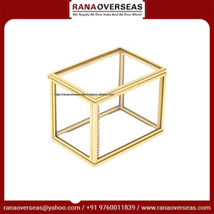 Handmade Lacquer Gold Brass Glass Jewelry <b>Box</b> with Hexagon Shape Portable & Durable for <b>Wedding</b> Display and <b>Keepsake</b> - Product Image 6