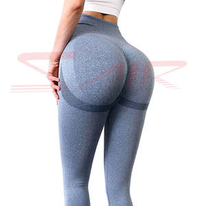 Best Selling Women's Seamless Scrunch Yoga Pants Breathable Knitted Gym Tights Mid Feature for Fitness Sports Customizable Logo - Product Image 5