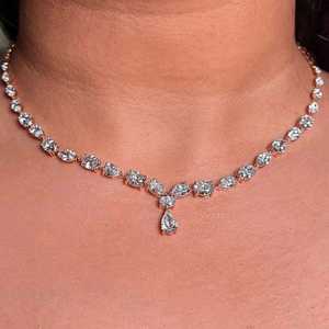 Collar de tenis de 13,87 quilates con moissanita de corte Baguette cónico en oro amarillo para regalo de aniversario - Product Image 2