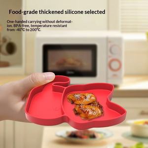 Assiette à dîner en silicone pour enfants, type ventouse, compartimentée, anti-chute, pour l'alimentation complémentaire, vaisselle pour enfants de 6 mois et plus - Product Image 2