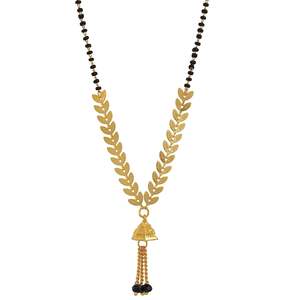 Stylish Long Mangalsutra For Women With Double Chain Black Beads And Beautiful Pendant Design For Party Wear - Product Image 6