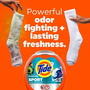 Lessives en dosettes Tide Power Pods Sport, 45 unités, protection avancée contre la transpiration et les taches - Product Image 2