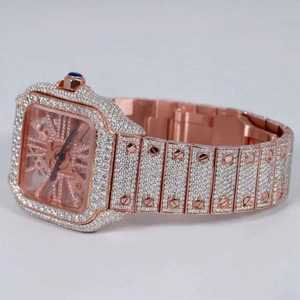 Montre élégante de luxe simple à petit cadran entièrement sertie de diamants, cristal saphir, bracelet en cuir, mouvement à quartz, résistante à l'eau, montre pour femme avec diamants - Product Image 6