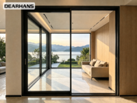 Portes coulissantes de patio extérieures robustes en aluminium à rupture de pont thermique avec verre, conformes à la réglementation californienne Titre 24