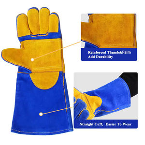 Offre Spéciale 16 pouces gants de soudage de sécurité de qualité supérieure gants de barbecue résistants à la chaleur gants de soudeur de travail en cuir de vachette fendu - Product Image 3