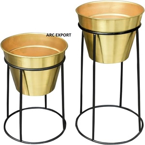 Jardinière de décoration de jardin à domicile jardinière en métal plaqué cuivre jardinières de forme ronde jardinière de fleurs standard au prix de grossiste - Product Image 4