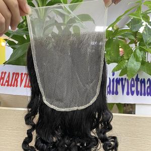Vague naturelle vietnamienne naturelle Remy cheveux vierges bouclés dentelle frontale fermeture de cheveux humains couleur naturelle dentelle transparente - Product Image 5