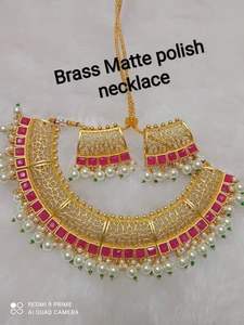 Conjunto de Collar chapado en oro de Dubái de fabricante indio superior para niñas y mujeres, ropa de fiesta - Product Image 4