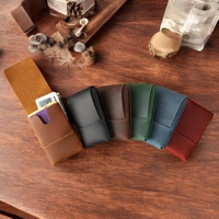 Dompet Kulit Asli Buatan Tangan Berkualitas Tinggi, Tipis, Tempat Kartu, Tepi Dipoles, Gaya Vintage, Organizer Kartu Kredit, Dapat Disesuaikan