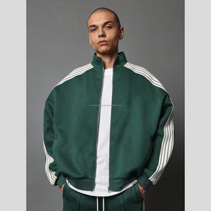 Conjunto informal de chándal de 2 piezas ODM, sudadera de corte regular con cremallera y cuello embudo, pantalones de corte recto, cinta lateral, estampado de peso pesado - Product Image 2