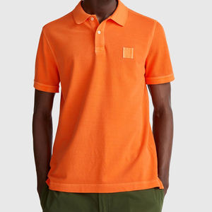 Polo de ajuste regular naranja de verano informal de negocios para hombre, camisa transpirable de solapa suelta con patrón sólido, Etiqueta Privada - Product Image 1