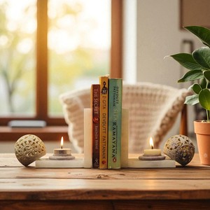 ชุดที่ใส่หนังสือหินธรรมชาติสำหรับตกแต่งบ้านและสำนักงานที่หรูหราพร้อม3.0บีคอน - Product Image 2