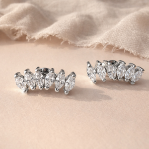 Crystal <b>Earrings</b>-<b>Climber</b> Diamond Studs - Product Image 3