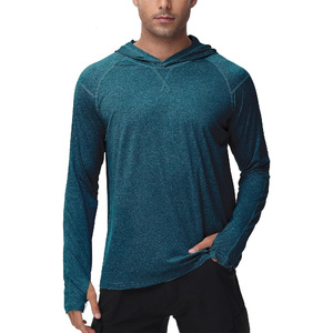Camisas de pesca con capucha de manga larga para hombres Diseño OEM logotipo personalizado tejido elástico transpirable perfecto para eventos al aire libre - Product Image 1