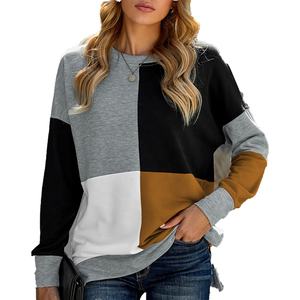 เสื้อสเวตเตอร์คอกลมแขนยาวลำลองสำหรับผู้หญิง, เสื้อสเวตเตอร์คอกลมทรงหลวมเสื้อสวมหัวแบบมีหลายแผงด้านหน้า100% โลโก้ฤดูหนาว - Product Image 1