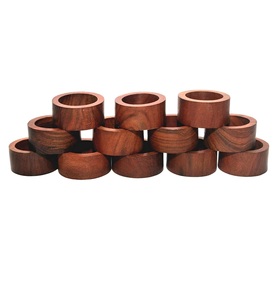 Rond de serviette en bois fait main avec 12 ronds de serviette (lot de 12 bois) - Product Image 1