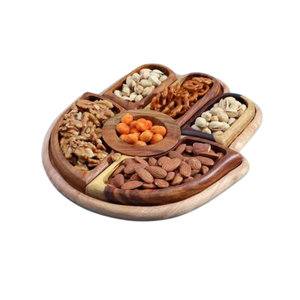 Bandeja de madera con múltiples compartimentos para decoración del hogar, respetuosa con el medio ambiente, hecha a mano, cuenco giratorio para nueces, bandeja para servir para catering, uso en bodas - Product Image 4