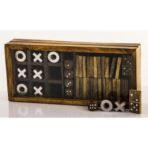 Boîte de jeu écologique en bois pour pique-nique, camping, jeu d'intérieur, accessoires de jeu, tic-tac-toe, dés et puzzle - Product Image 6