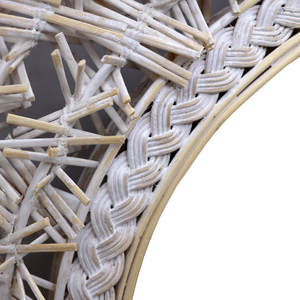 Espejo de pared de madera de bambú de ratán redondo antiguo, diseño enmarcado Retro de lujo para el hogar, Hotel, baño, decoración, instalación colgante de pared - Product Image 6