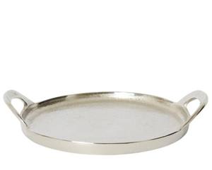 Plateau de service moderne de luxe en acier inoxydable argent en relief antique pour la maison service décoratif de nourriture de fruits de mariage nordique - Product Image 3