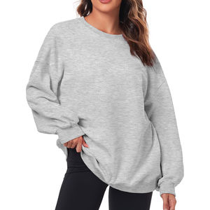 Sudadera de Cuello Redondo para Mujer, de Forro Polar, Secado Rápido, Transpirable, Talla Grande, Diseño Liso de Color Sólido, Sudadera de Invierno - Product Image 5