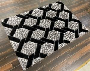 Tapis en polyester shaggy de qualité supérieure fabriqué par Gaziantep, tapis Adiva, tissage jacquard, poils longs, fabrication mécanique, rectangulaire - Product Image 3