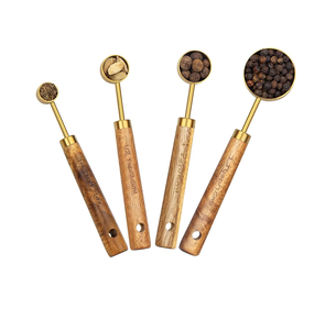 Brass and Acacia Wood <b>Measuring</b> <b>Cups</b> Kitchen <b>Measuring</b> <b>Baking</b> Tools with Wood Handle Wholesale Supplier - Product Image 3