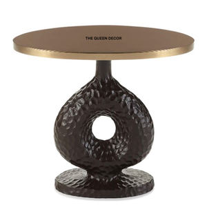 Table d'appoint de luxe dorée en acier inoxydable pour hôtels et restaurants, plateau en marbre noir, métal, salon, best-seller - Product Image 5