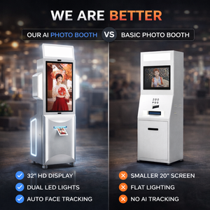 Kiosque <span class=keywords><strong>photo</strong></span> instantané IA de 32 pouces avec arrière-plans élégants et amusants et prise <span class=keywords><strong>en</strong></span> charge de l'importation de photos depuis un téléphone portable pour l'impression - Product Image 6