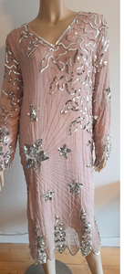 Vestido de noche de lujo elegante con mangas completas y cuello en V con lentejuelas para fiestas formales de graduación tul antiestático - Product Image 4