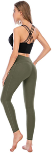 Leggings de yoga pour femmes Taille haute Longueur complète avec poches Maille respirante Écologique Séchage rapide Vêtements de sport unis - Product Image 6