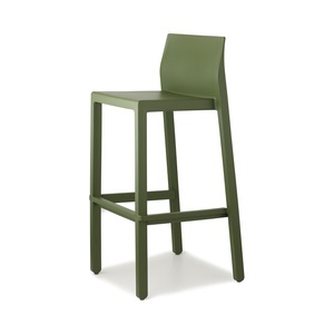 Tabouret de bar empilable en technopolymère avec dossier et repose-pieds, hauteur de siège 75 cm, pour terrasse extérieure, bar, café, fabriqué en Italie - Product Image 3