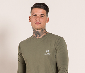 Camisa de manga larga Camiseta verde militar estampada de algodón para hombre Camisa de marca de palangre callejero Camisa de diseño en blanco - Product Image 5