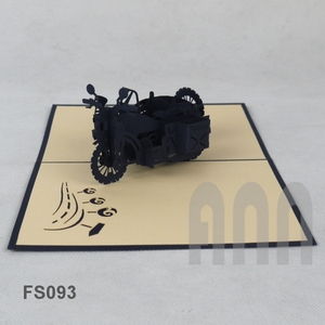 ANN HANDICRAFT FS093 Handmade Traditional Japanese Paper 3D Pop-up Side Car Birthday Card Foldable <b>Matte</b> <b>Varnishing</b> Greeting - Product Image 4