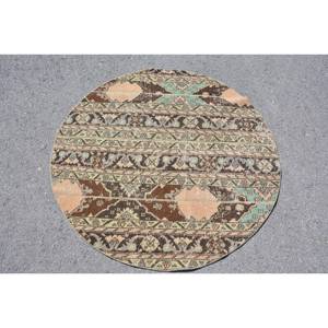 Tapis turc vintage 4.2 X 4.2ft grande surface marron vert Patchwork Design Rectangle couloir motif laine jonc de mer Latex tapis de chambre - Product Image 1