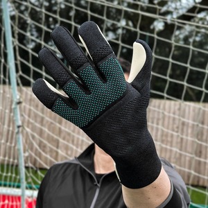 Guantes de portero de fútbol de puño completo tejido de malla negra hechos a medida de alta calidad, venta elástica, apropiados para portero de portero - Product Image 4