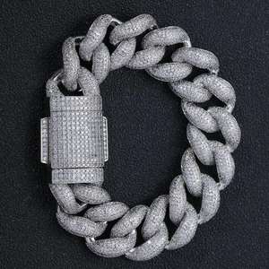 Hip Hop Trendy Moissanite corte redondo diamante cubano enlace pulsera Iced Unisex 925 fiesta de plata esterlina - Product Image 3