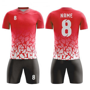 Tenue de football professionnelle d'usine, kit de football personnalisé imprimé par transfert thermique, vêtements d'équipe, maillot en polyester, col en V, manches courtes - Product Image 5