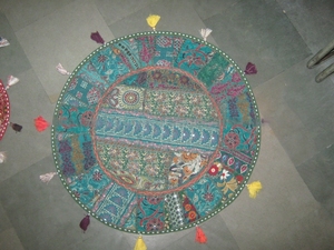 Round <b>Cushion</b> <b>Cover</b> Floor Decorative Pillow <b>Covers</b> Bohemian Natural Cotton <b>Sofa</b> Couch Decor Pillows Indian Patchwork Handmade - Product Image 2