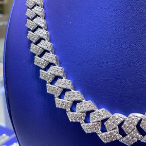 Vendedor superior VVS Moissanite Diamond 925 Sterling Silver Iced Out Miami Cuban Link Chain Collar Luxury Premium Bling Men Jewelry - Product Image 3