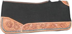 Durable Western Equestrian <b>Pad</b> Black Color Contoured Saddle <b>Pad</b> with Real Cowhide Trim, Anti-Slip Comfort - Product Image 4