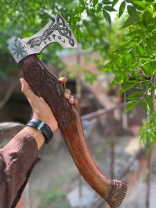 Tête de hache de qualité industrielle Viking Tomahawk en acier au carbone fait à la main pour la survie en plein air et le camping hachette tranchante pour hacher - Product Image 2