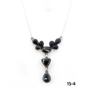 Collier artisanal Southwest en argent sterling noir avec perles en forme d'ancrage et de chiffres, chaînes classiques - Product Image 2