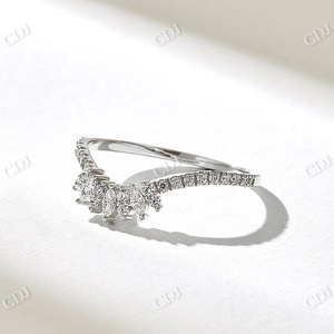 Marquise Lab Grown Diamond Band 14K oro sólido curvado boda banda GIA certificado joyería de moda para mujeres regalos de aniversario ella - Product Image 6