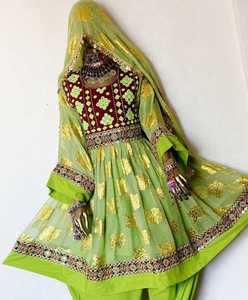 Alta calidad afgano Kuchi tradicional Tribal Vintage mujer Maxi vestido cintura Natural botón detalle encaje lentejuelas transpirable - Product Image 3